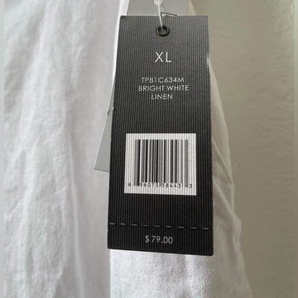 NWT Sharagano Women White Linen Pants With Cargo Pocket Elastic Back Waist sz XL - Picture 2 of 6